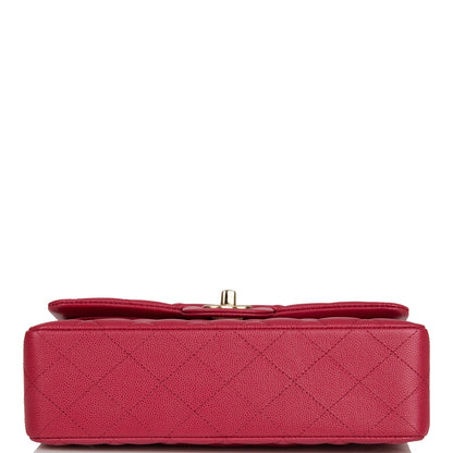 Chanel Small Classic Double Flap Dark Pink Caviar Light Gold Hardware