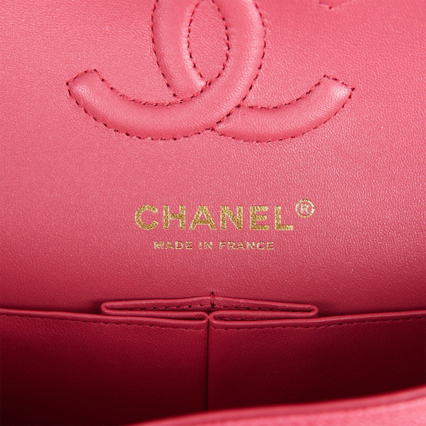 Chanel Small Classic Double Flap Dark Pink Caviar Light Gold Hardware
