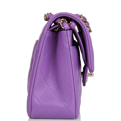 Chanel Small Classic Double Flap Bag Purple Lambskin Light Gold Hardware