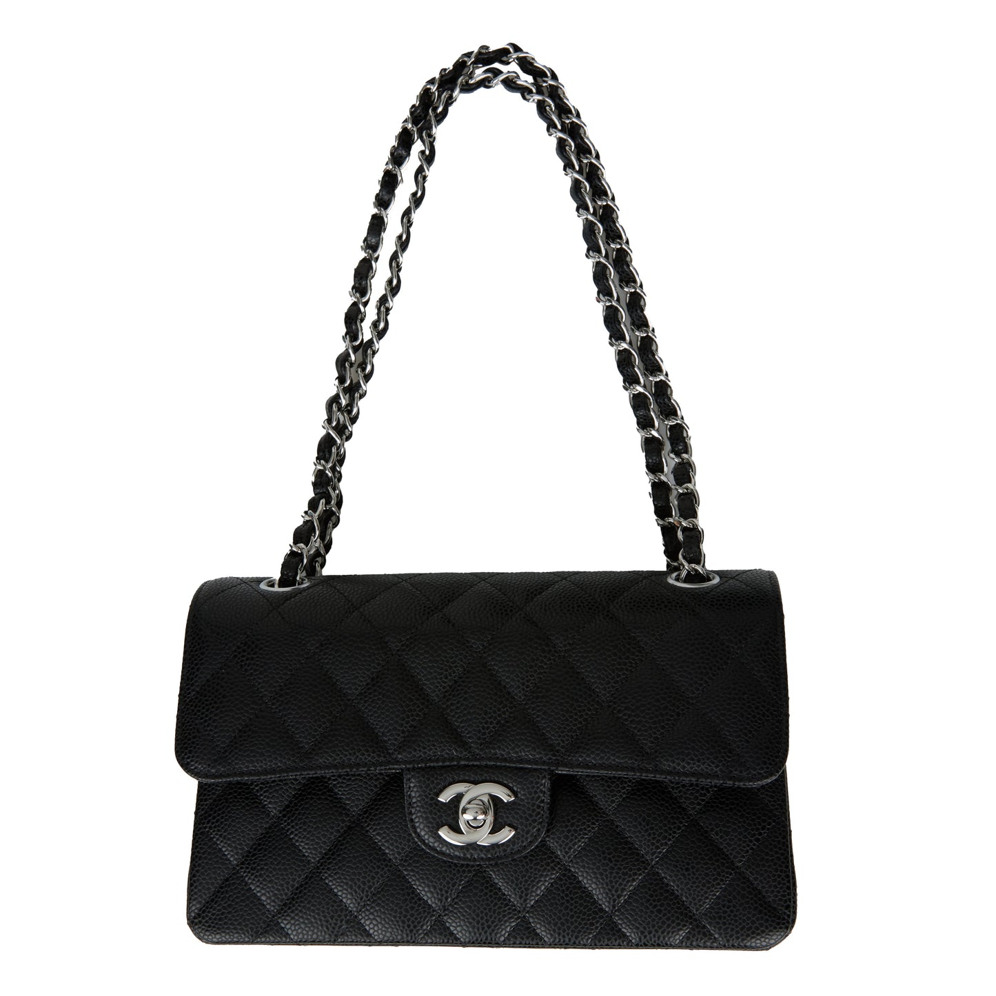 Chanel Small Classic Double Flap Black Caviar Silver Hardware