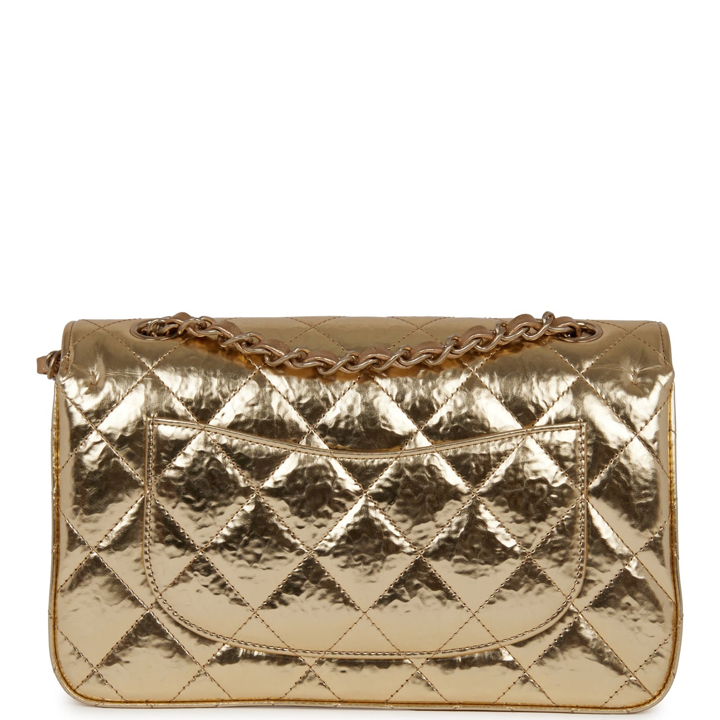 Chanel Small Classic Double Flap Hammered Gold Metallic Calfskin Gold Hardware