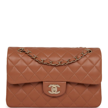 Chanel Small Classic Double Flap Bag Caramel Lambskin Light Gold Hardware
