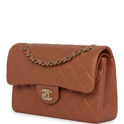 Chanel Small Classic Double Flap Bag Caramel Lambskin Light Gold Hardware