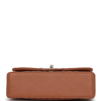 Chanel Small Classic Double Flap Bag Caramel Lambskin Light Gold Hardware