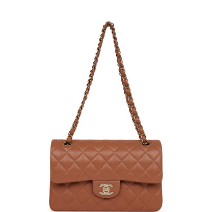 Chanel Small Classic Double Flap Bag Caramel Lambskin Light Gold Hardware