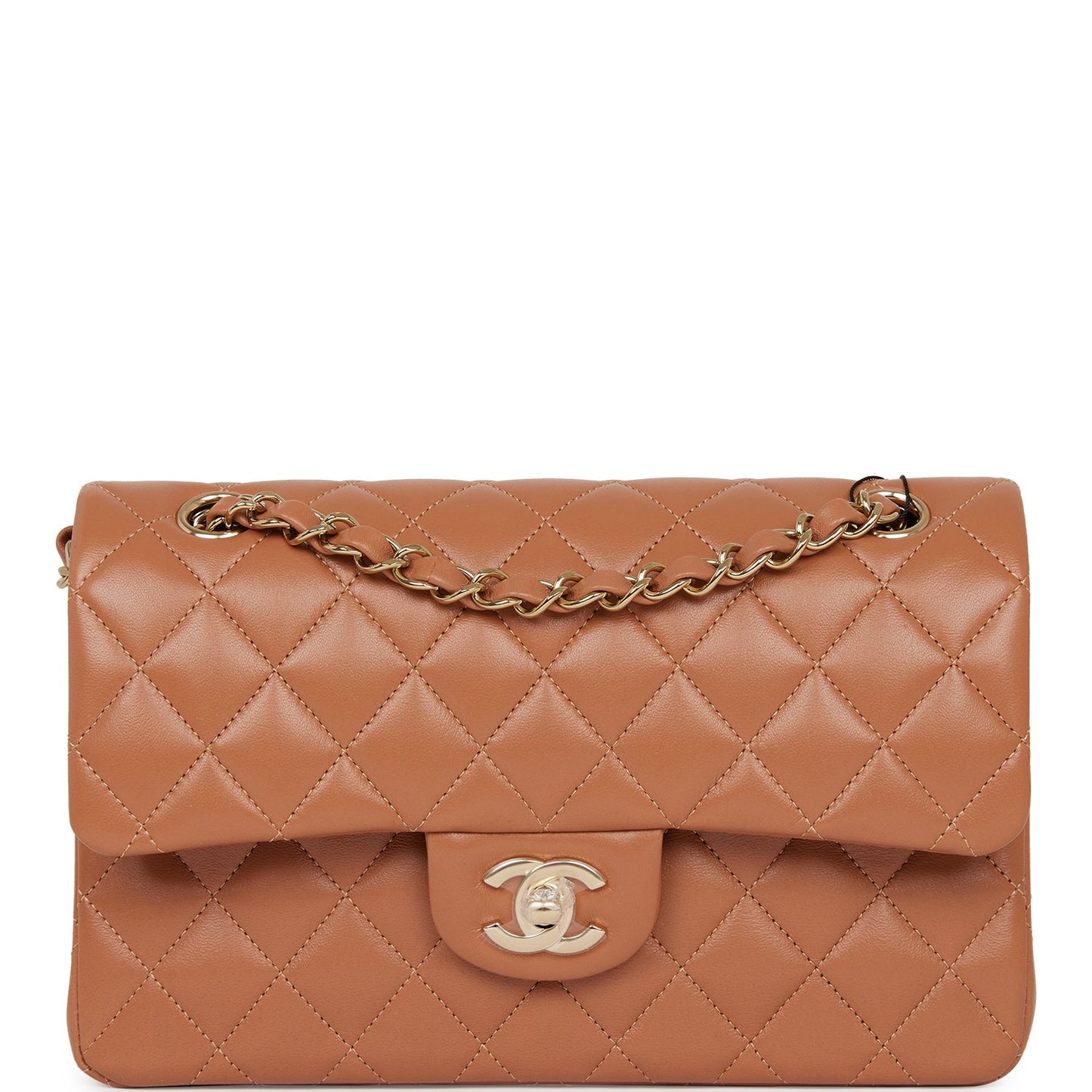 Chanel Small Classic Double Flap Bag Caramel Lambskin Light Gold Hardware