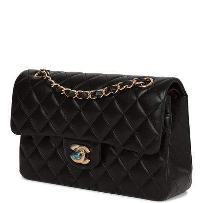 Chanel Small Classic Double Flap Black Lambskin Light Gold Hardware