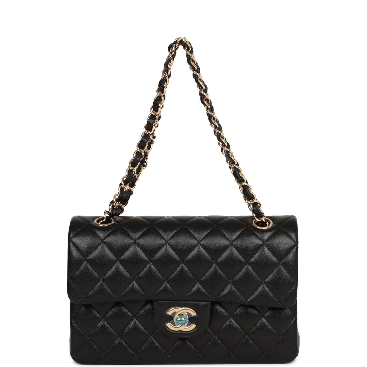 Chanel Small Classic Double Flap Black Lambskin Light Gold Hardware