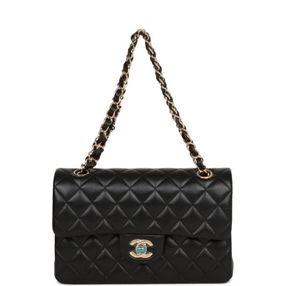 Chanel Small Classic Double Flap Black Lambskin Light Gold Hardware