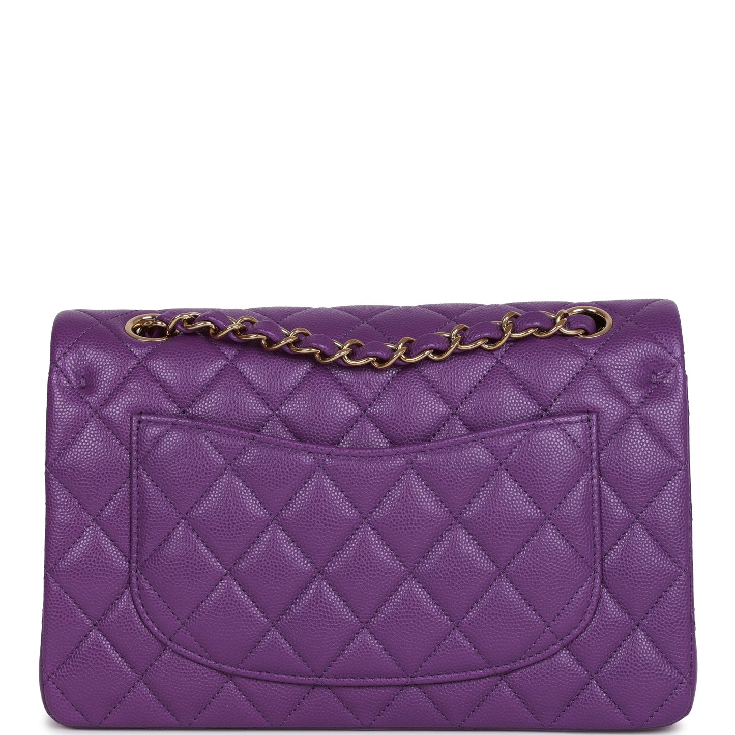 Chanel Small Classic Double Flap Purple Caviar Light Gold Hardware