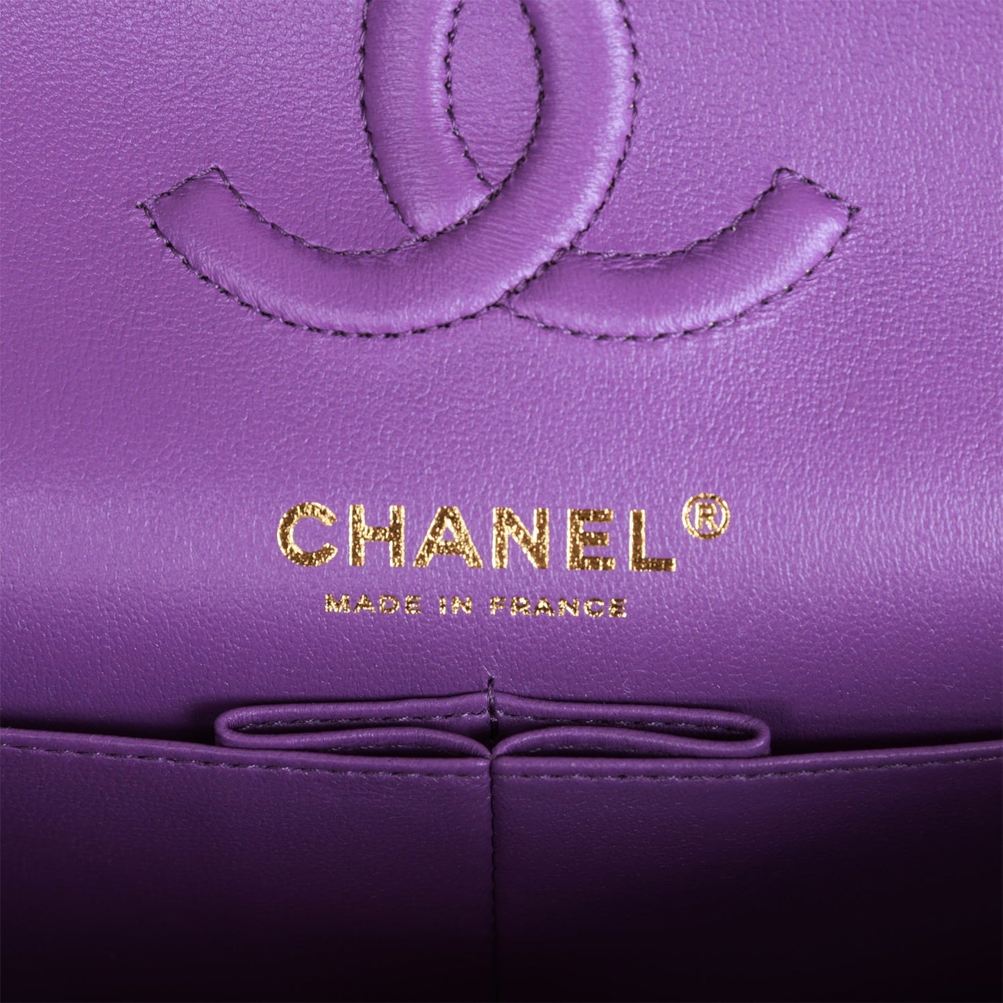 Chanel Small Classic Double Flap Purple Caviar Light Gold Hardware