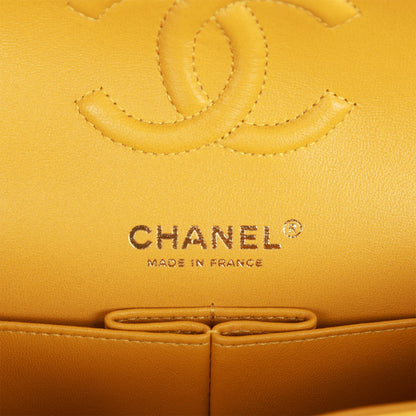 Chanel Small Classic Double Flap Yellow Caviar Light Gold Hardware