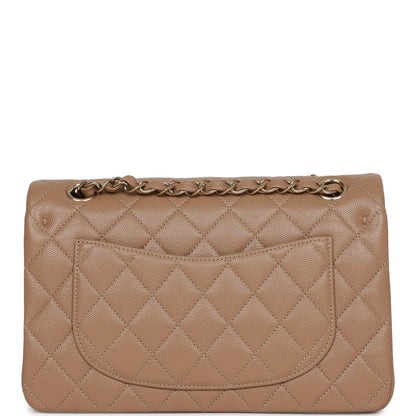 Chanel Small Classic Double Flap Dark Beige Caviar Light Gold Hardware