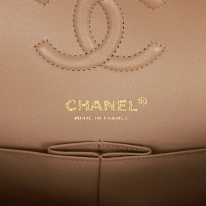 Chanel Small Classic Double Flap Dark Beige Caviar Light Gold Hardware