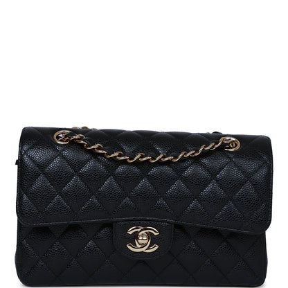 Chanel Small Classic Double Flap Bag Black Caviar Gold Hardware