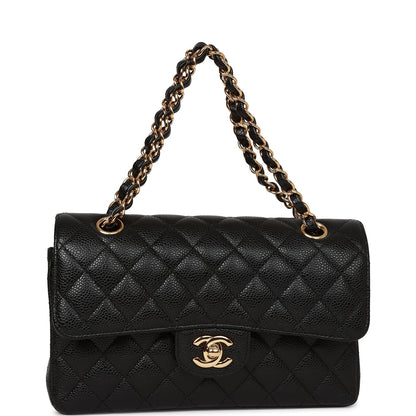 Chanel Small Classic Double Flap Bag Black Caviar Gold Hardware