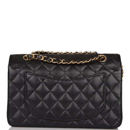 Chanel Black Quilted Caviar Small Classic Double Flap Bag Gold Hardware