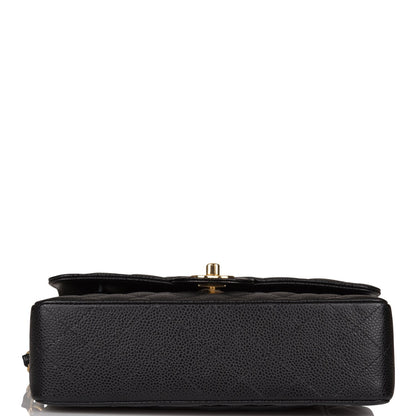 Chanel Black Quilted Caviar Small Classic Double Flap Bag Gold Hardware