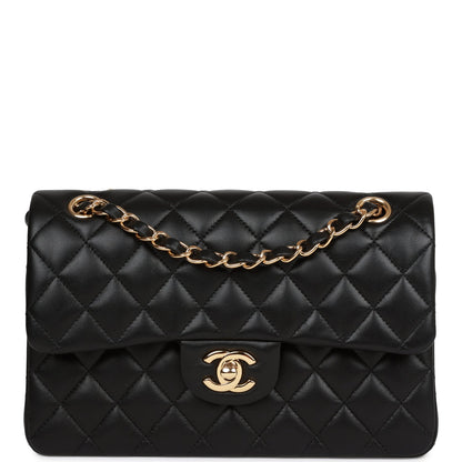 Chanel Small Classic Double Flap Bag Black Lambskin Gold Hardware