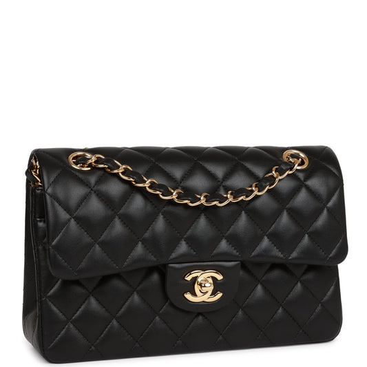 Chanel Small Classic Double Flap Bag Black Lambskin Gold Hardware