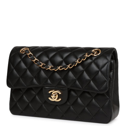 Chanel Small Classic Double Flap Bag Black Lambskin Gold Hardware