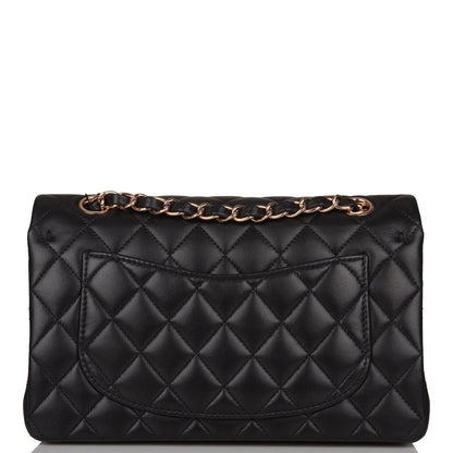 Chanel Small Classic Double Flap Bag Black Lambskin Rose Gold Hardware