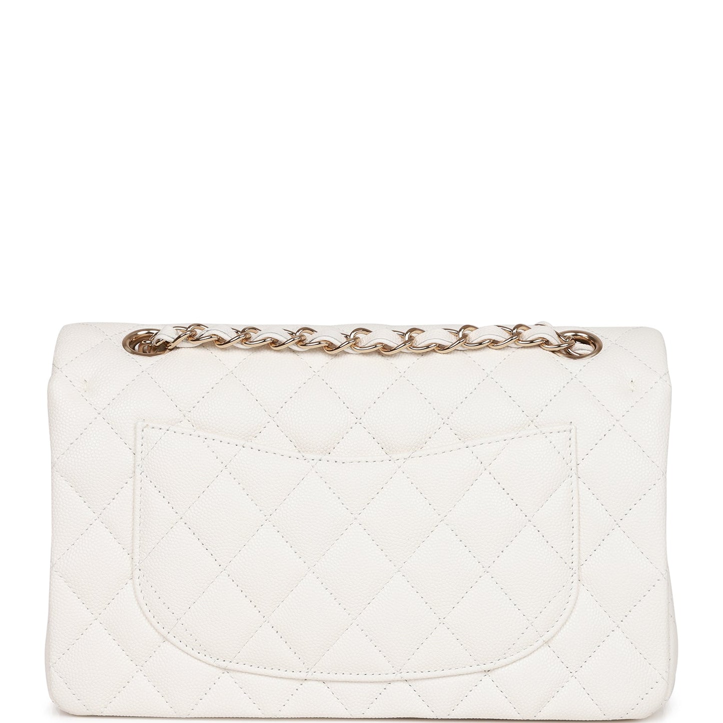 Chanel Small Classic Double Flap White Caviar Light Gold Hardware