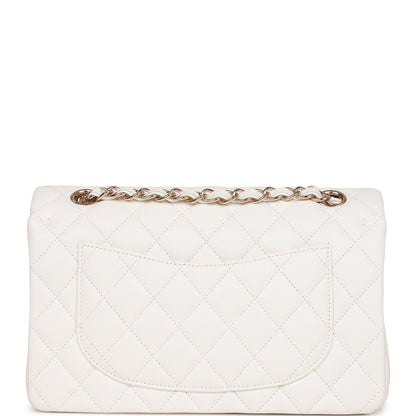 Chanel Small Classic Double Flap White Caviar Light Gold Hardware