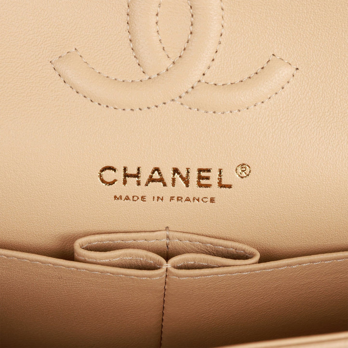 Chanel Small Classic Double Flap Beige Caviar Light Gold Hardware