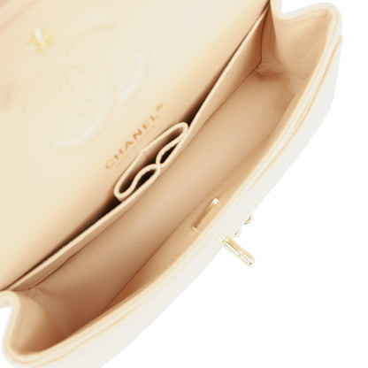 Chanel Small Classic Double Flap Beige Caviar Light Gold Hardware