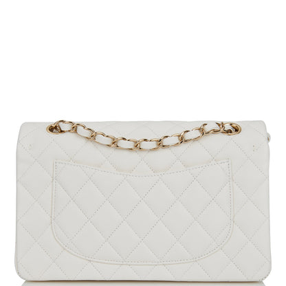 Chanel Small Classic Double Flap White Caviar Light Gold Hardware