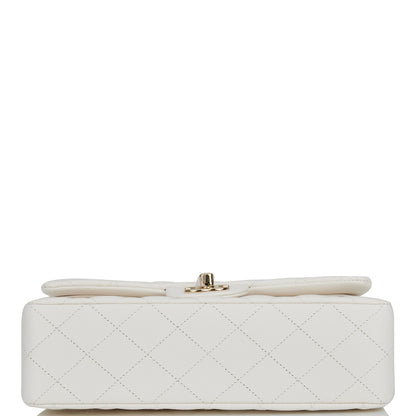 Chanel Small Classic Double Flap White Caviar Light Gold Hardware
