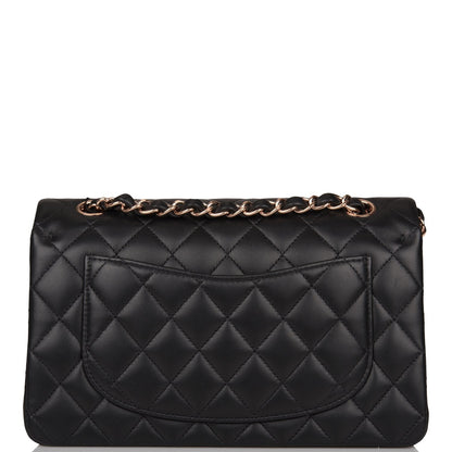 Chanel Small Classic Double Flap Bag Black Lambskin Rose Gold Hardware
