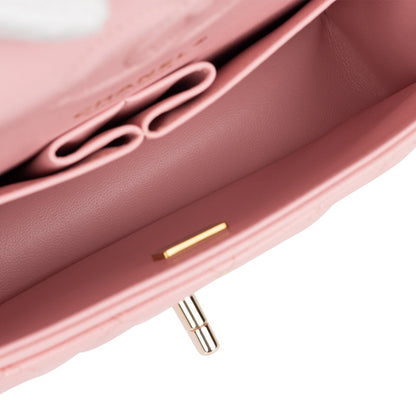 Chanel Small Classic Double Flap Pink Caviar Light Gold Hardware