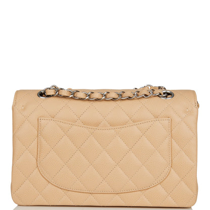 Chanel Small Classic Double Flap Bag Beige Caviar Silver Hardware