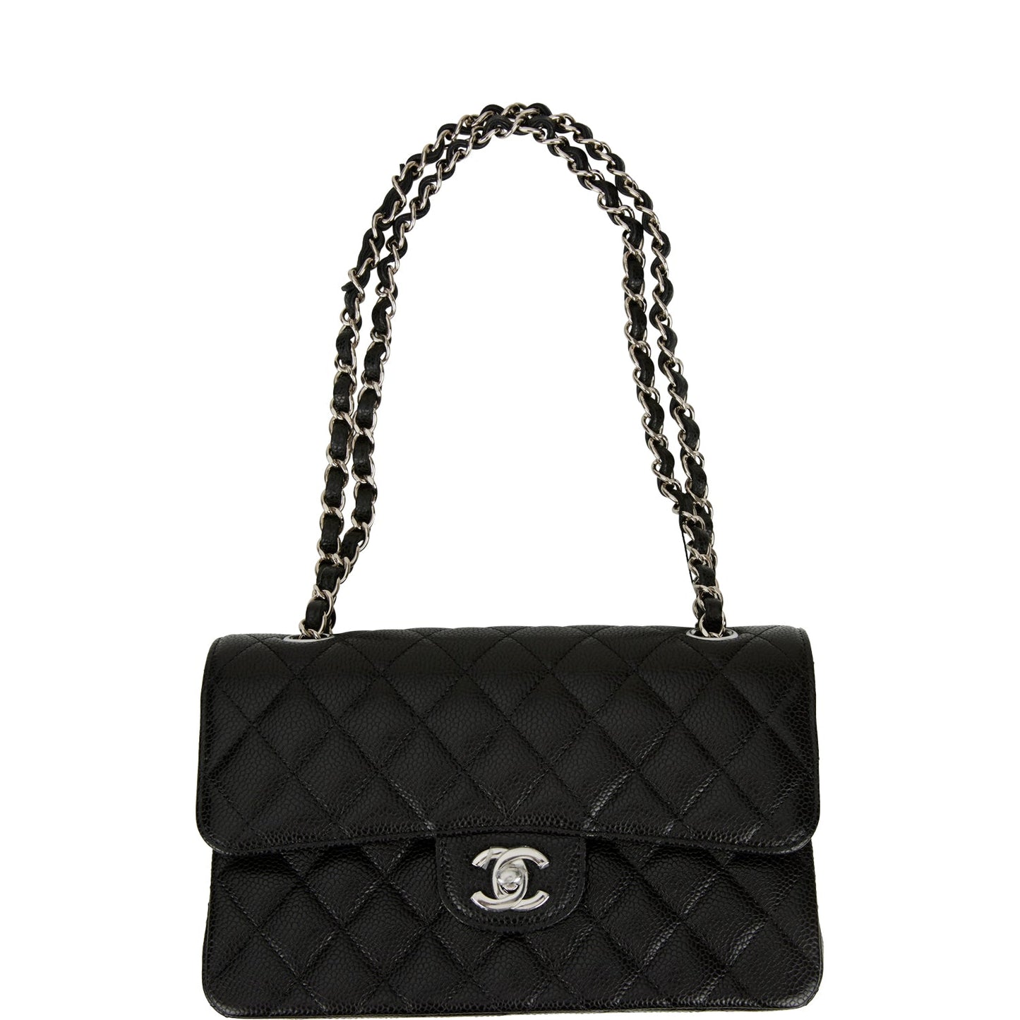 Chanel Small Classic Double Flap Black Caviar Silver Hardware