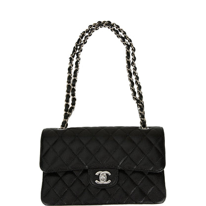 Chanel Small Classic Double Flap Black Caviar Silver Hardware