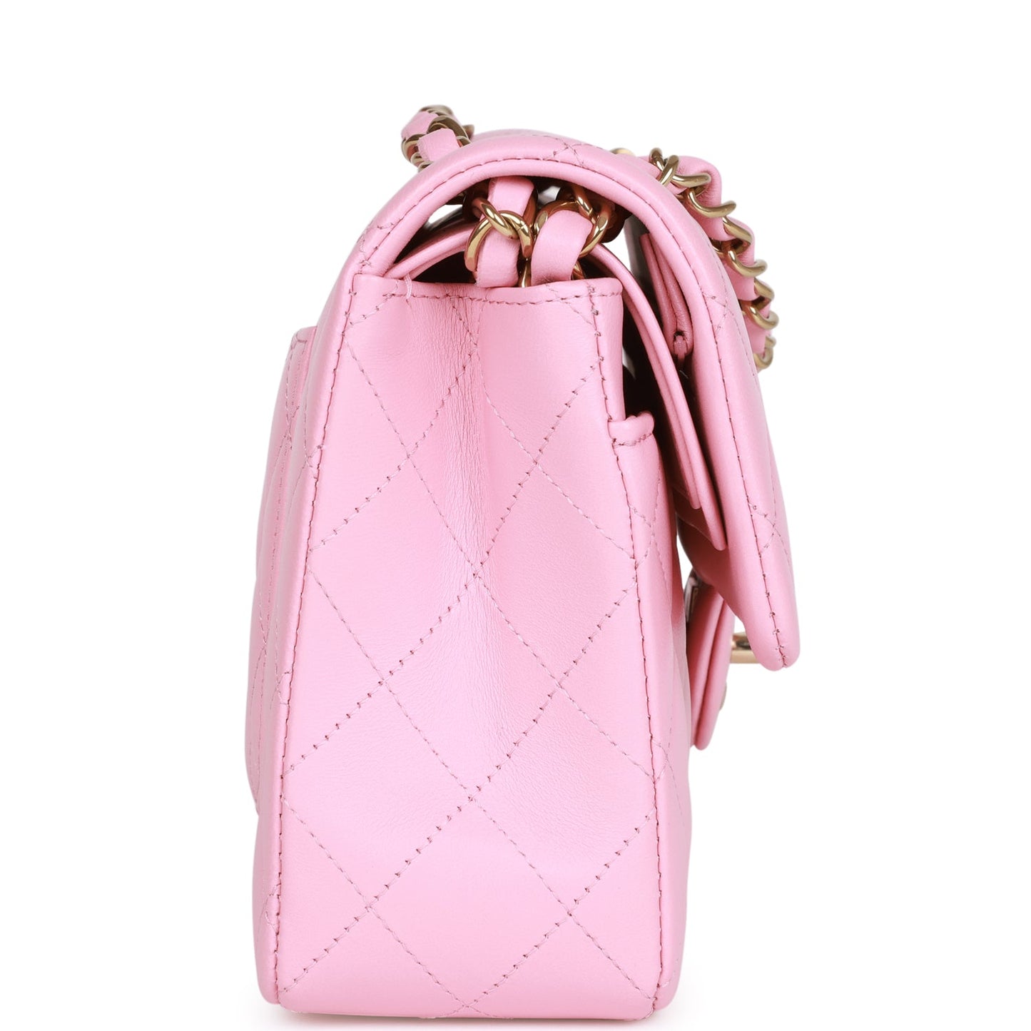 Chanel Small Classic Double Flap Pink Lambskin Light Gold Hardware