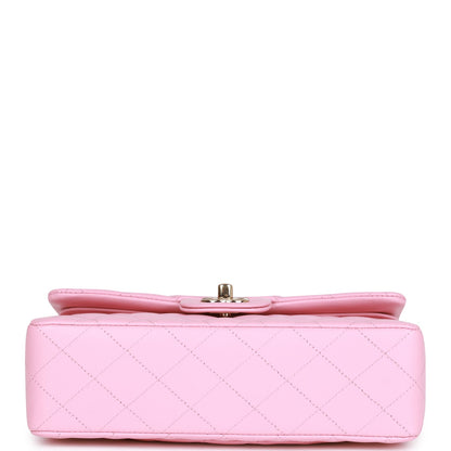 Chanel Small Classic Double Flap Pink Lambskin Light Gold Hardware