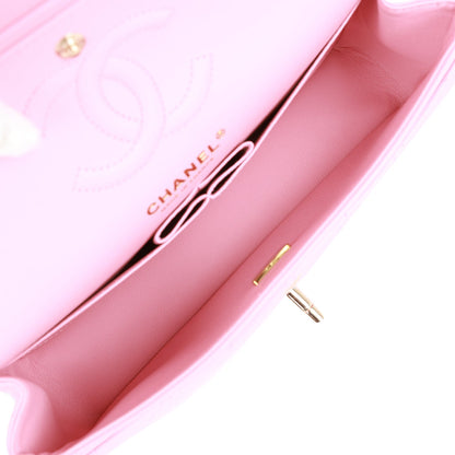 Chanel Small Classic Double Flap Pink Lambskin Light Gold Hardware