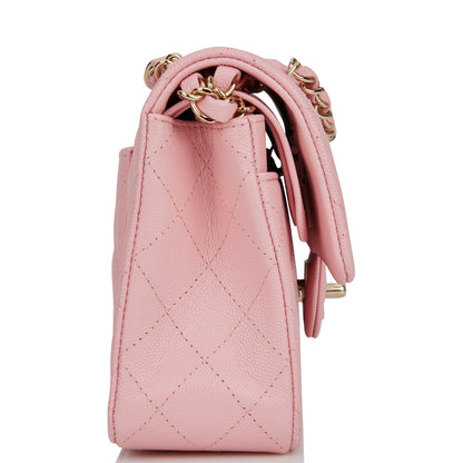 Chanel Small Classic Double Flap Pink Caviar Light Gold Hardware