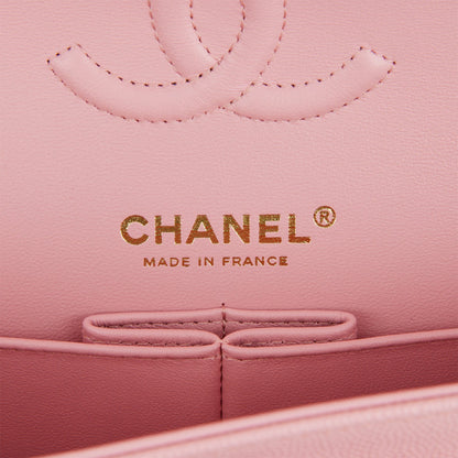 Chanel Small Classic Double Flap Pink Caviar Light Gold Hardware