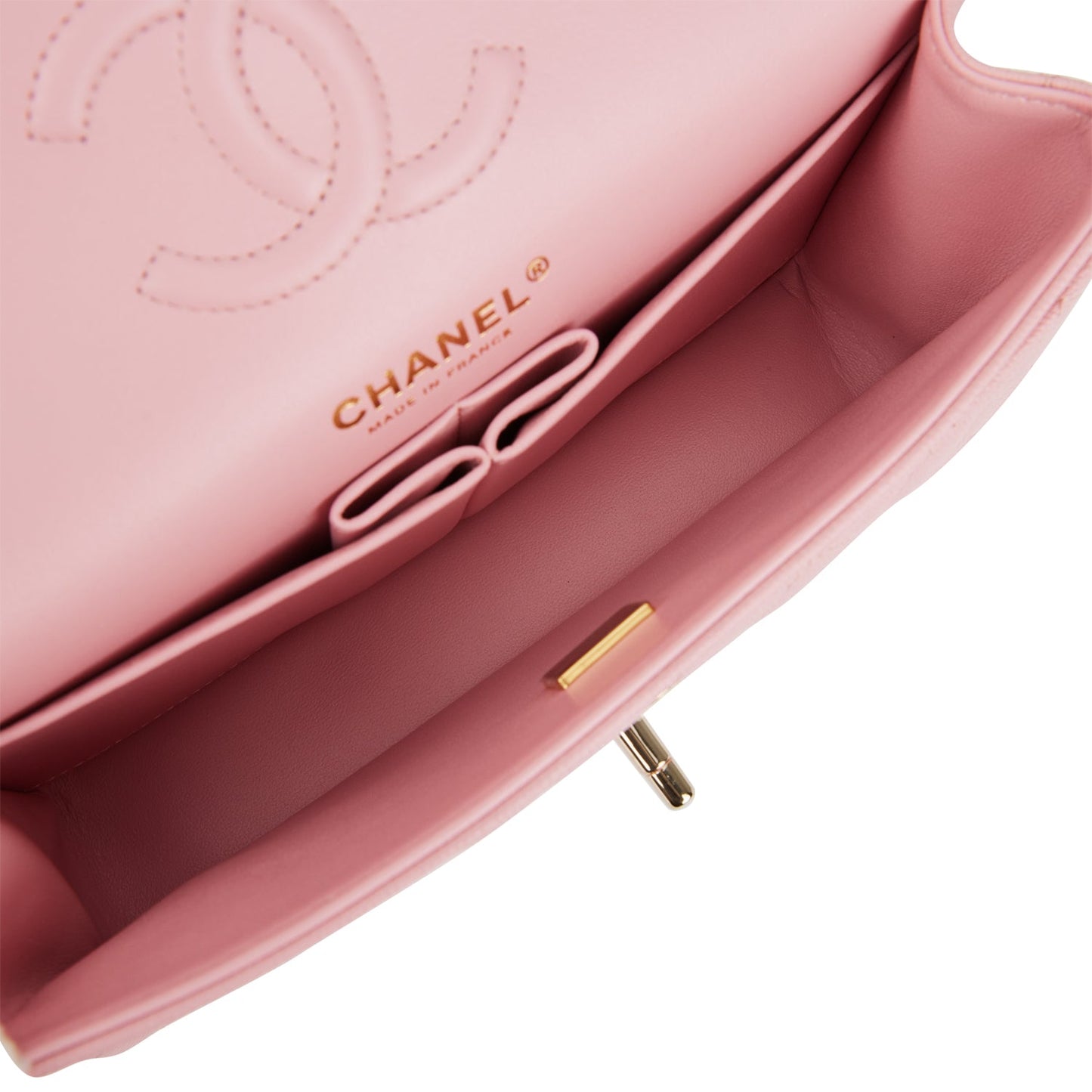 Chanel Small Classic Double Flap Pink Caviar Light Gold Hardware