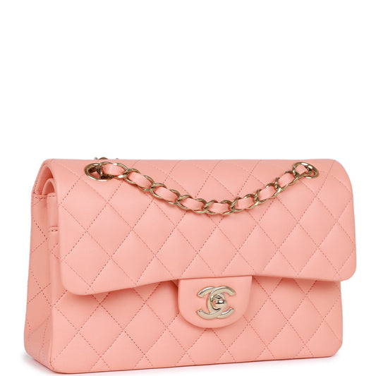PAYMENT 1 OF 2 Chanel Small Classic Double Flap Pink Lambskin Light Gold Hardware