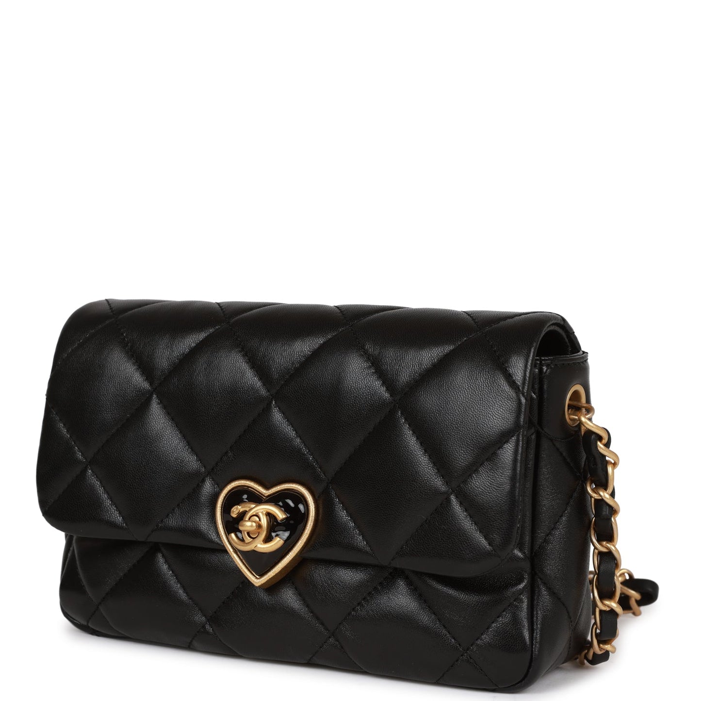 Chanel Heart Small Flap Bag Black Lambskin Antique Gold Hardware