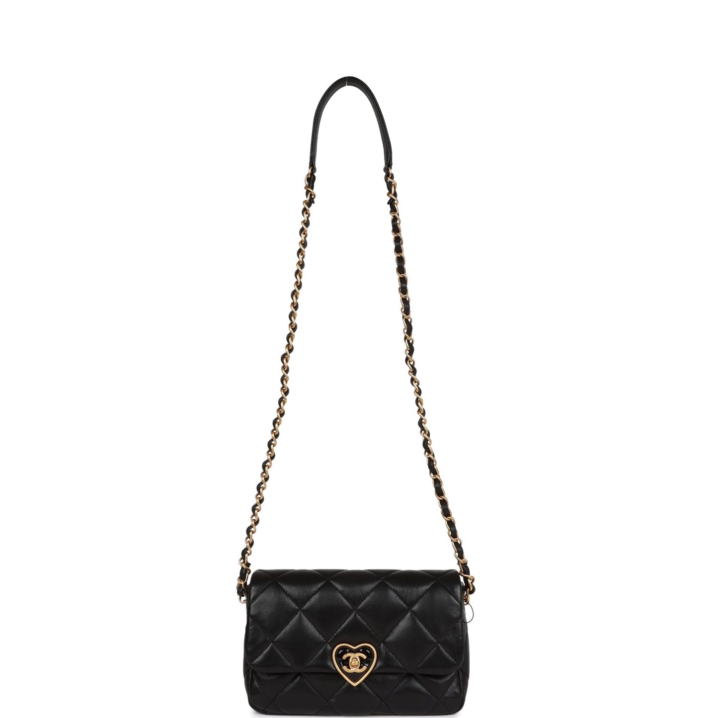 Chanel Heart Small Flap Bag Black Lambskin Antique Gold Hardware