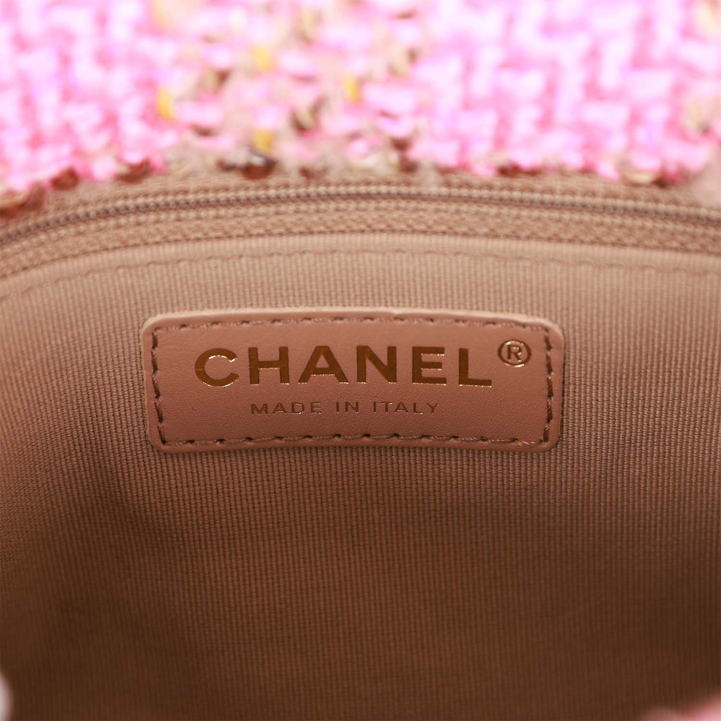 Chanel Small Elegant Chain Flap Bag Pink and Beige Tweed Gold Hardware