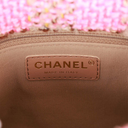 Chanel Small Elegant Chain Flap Bag Pink and Beige Tweed Gold Hardware