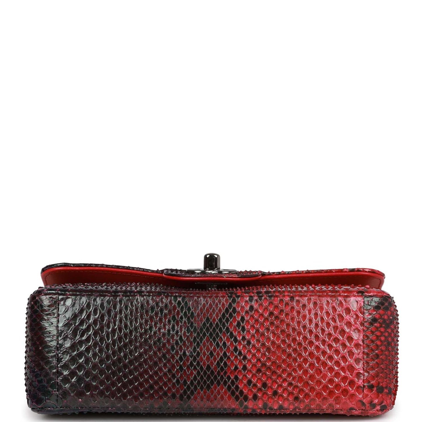 Chanel Mini Rectangular Flap Bag Red and Black Python Ruthenium Hardware
