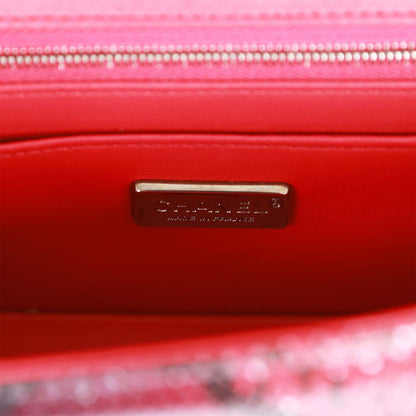 Chanel Mini Rectangular Flap Bag Red and Black Python Ruthenium Hardware